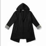 Zwarte damesjas/vest met capuchon