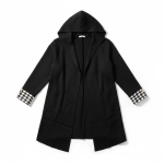 Zwarte damesjas/vest met capuchon