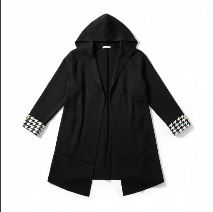Zwarte damesjas/vest met capuchon - Image 1