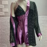 Satijnen set kort Nachthemd met kimono