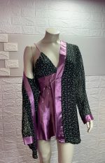 Satijnen set kort Nachthemd met kimono - Image 2