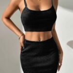 Dames 2-Delige Set – Crop Top en Mini Rok – Sexy Strakke Outfit