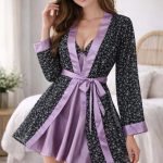 Satijnen set kort Nachthemd met kimono