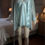 Satijnen set kort nachthemd met Kimono