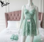 Dames babydoll satijn kant