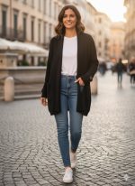 Lange damescardigan – Zacht gebreid vest met zakken  - Image 5