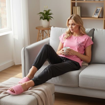 Dames Pyjama Set/huispak – 3-delig met Slippers