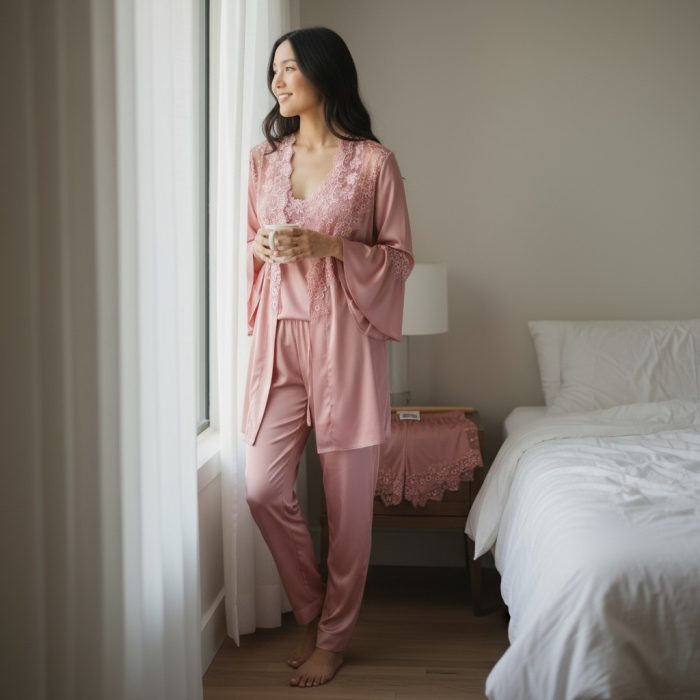 Satijnen 5-delige Pyjamaset Dames - Image 3