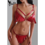 dames lingerie set rood leather look