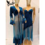 Dames nachtset fluweel chiffon