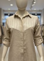 2-Delige Dames Set – Beige Blouse met Lange Mouwen & Wijde Pantalon | Chic & Comfortabel Casual - Image 2