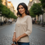 Katoenen Dames T-shirt met 3/4 Mouwen - Image 4