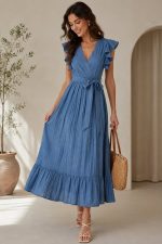 Dames Maxi Wrap Jurk – Elegante Plissé Zomerjurk - Image 2