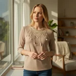 Katoenen Dames T-shirt met 3/4 Mouwen