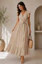 Dames Maxi Wrap Jurk – Elegante Plissé Zomerjurk - Image 5