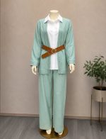 Luxe Driedelige Dames Set met Riem – Blazer, Blouse en Broek - Image 6