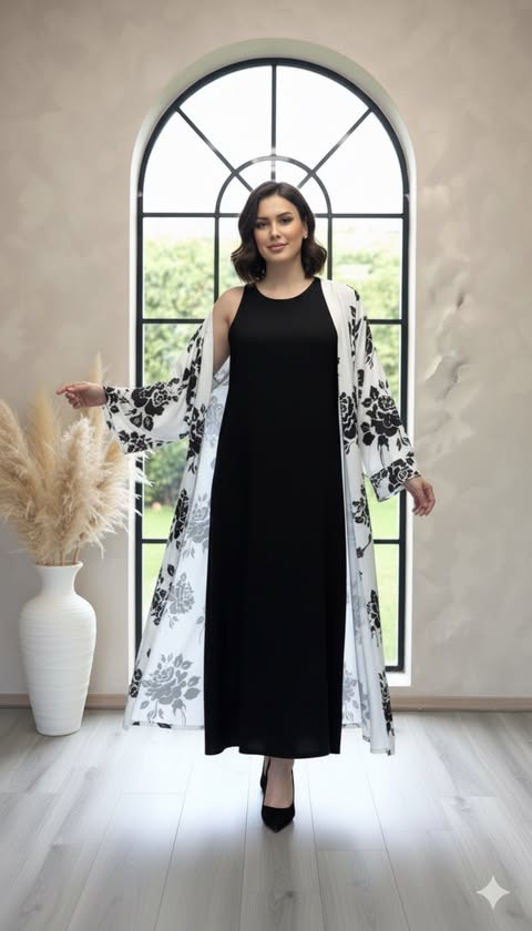 jurk met abaya1 Dames Abaya met jurk - Image 1