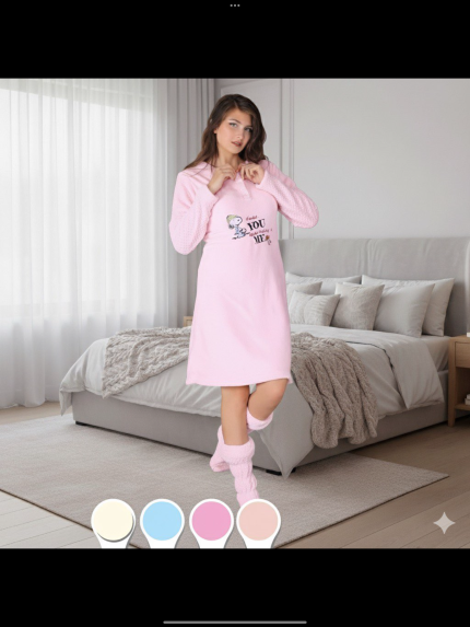 Dames fleece nachthemd set