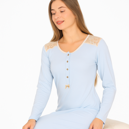 Dames Huisjurk met Kantdetails – Nieuwe Winter Najaar Collectie