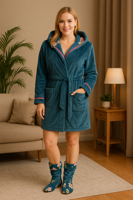 korte ochtendjas dames met capuchon