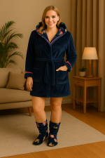 korte ochtendjas dames met capuchon - Image 2