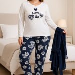 Winter pyjama met korte kimono dames