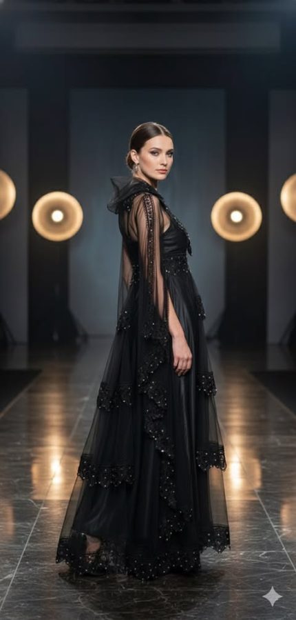 Nachtmode set met Kant & Tule | Elegante Lange Nachtjurk – Romantische Lingerie in Retro Stijl, 2-delig