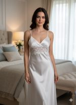 Bruidsset Nachtjapon & Kimono | Elegante Lange Nachtjurk met Tule & Kant – Romantische Bruidslingerie - Image 2