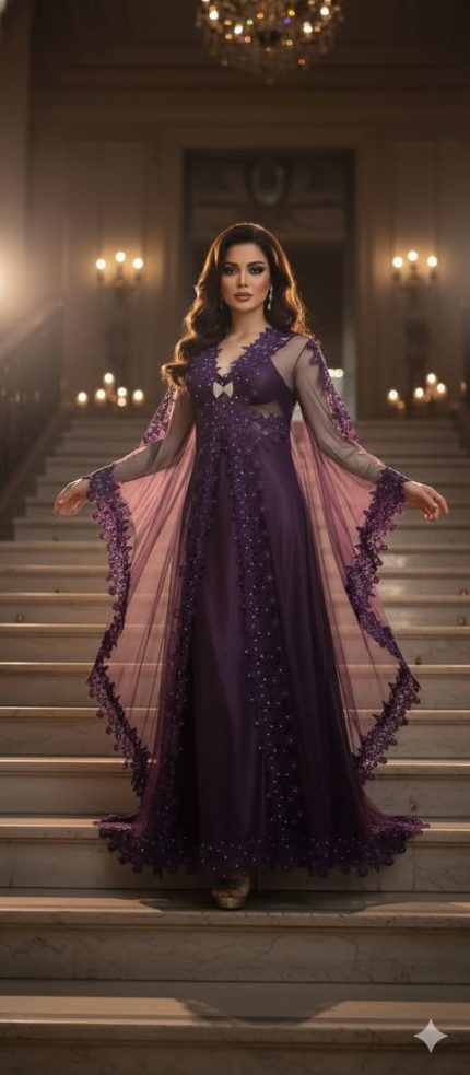 Nachtmode set met Kant & Tule | Elegante Lange Nachtjurk – Romantische Lingerie – 2-delig