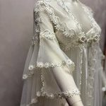 Vintage Witte Bruids Nachtjapon | Elegante Lange Nachtjurk met Kant & Tule – Bohemian Retro Stijln 2-delige Set - Image 6