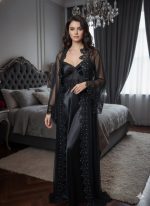 Nachtmode set met Kant & Tule | Elegante Lange Nachtjurk – Romantische Lingerie in Retro Stijl, 2-delig - Image 3