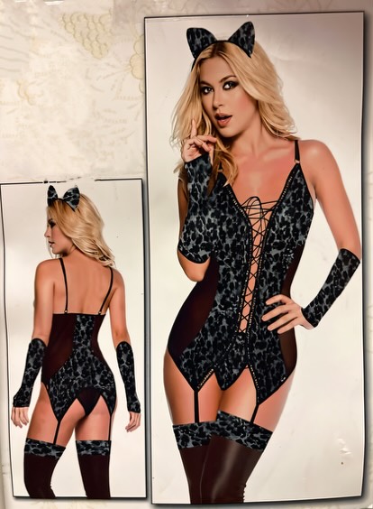 Lingerie jumpsuit with accessories