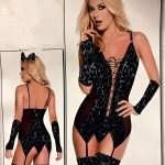 Sexy Lingerieset babydoll – Corset, Slip, Jarretelkousen, Armstukken & Haaraccessoire