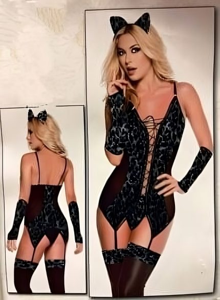 Sexy Lingerieset babydoll – Corset, Slip, Jarretelkousen, Armstukken & Haaraccessoire