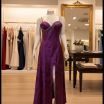 Elegante Satijnen Avondjurk – Paars – Split & Spaghetti Bandjes