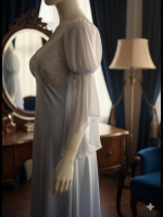 Lange Satijnen Nachtjurk met Chiffon Mouwen - Image 2