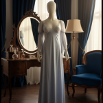 Lange Satijnen Nachtjurk met Chiffon Mouwen