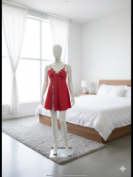 Korte Satijnen nachtjurk met voor-Split – Elegant & Verleidelijk (Paars of Rood) - Image 2