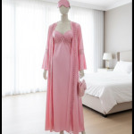 Satijnen damesset met oogmasker en pantoffels