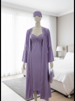 Satijnen damesset met oogmasker en pantoffels - Image 2