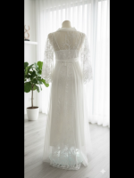 Luxe 2-delige Witte Satijnen & Tule Set – Elegante Lingerie Kimono Look - Image 2