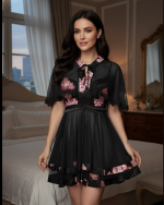 Elegante Chiffon Babydoll Set met Satijnen Details (2-delig) - Image 2