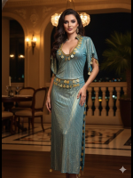 Luxe Egyptische Dans Kaftan – Elegante Abaya met Gouden Ornamenten - Image 8