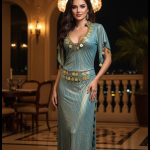 Luxe Egyptische Dans Kaftan – Elegante Abaya met Gouden Ornamenten