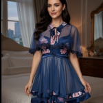 Elegante Chiffon Babydoll Set met Satijnen Details (2-delig)