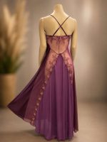 Premium Satijnen Negligé Dames – Lange Nachtjurk met Tule, Geborduurd Borstdesign & Open Rug - Image 7