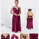 Luxe Satijnen Nachtjurk Dames – Open Rug met Kant – Verleidelijke Negligé Nachtkleding