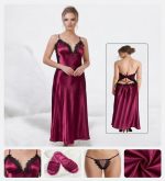 Luxe Satijnen Nachtjurk Dames – Open Rug met Kant – Verleidelijke Negligé Nachtkleding