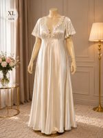 Luxe Satijnen Nachthemd Dames – Lange Nachtjapon met Korte Mouwen – Zacht en Comfortabel - Image 3