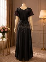 Luxe Satijnen Nachthemd Dames – Lange Nachtjapon met Korte Mouwen – Zacht en Comfortabel - Image 7